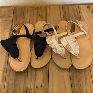 Ruffled t-strap sandals-never worn